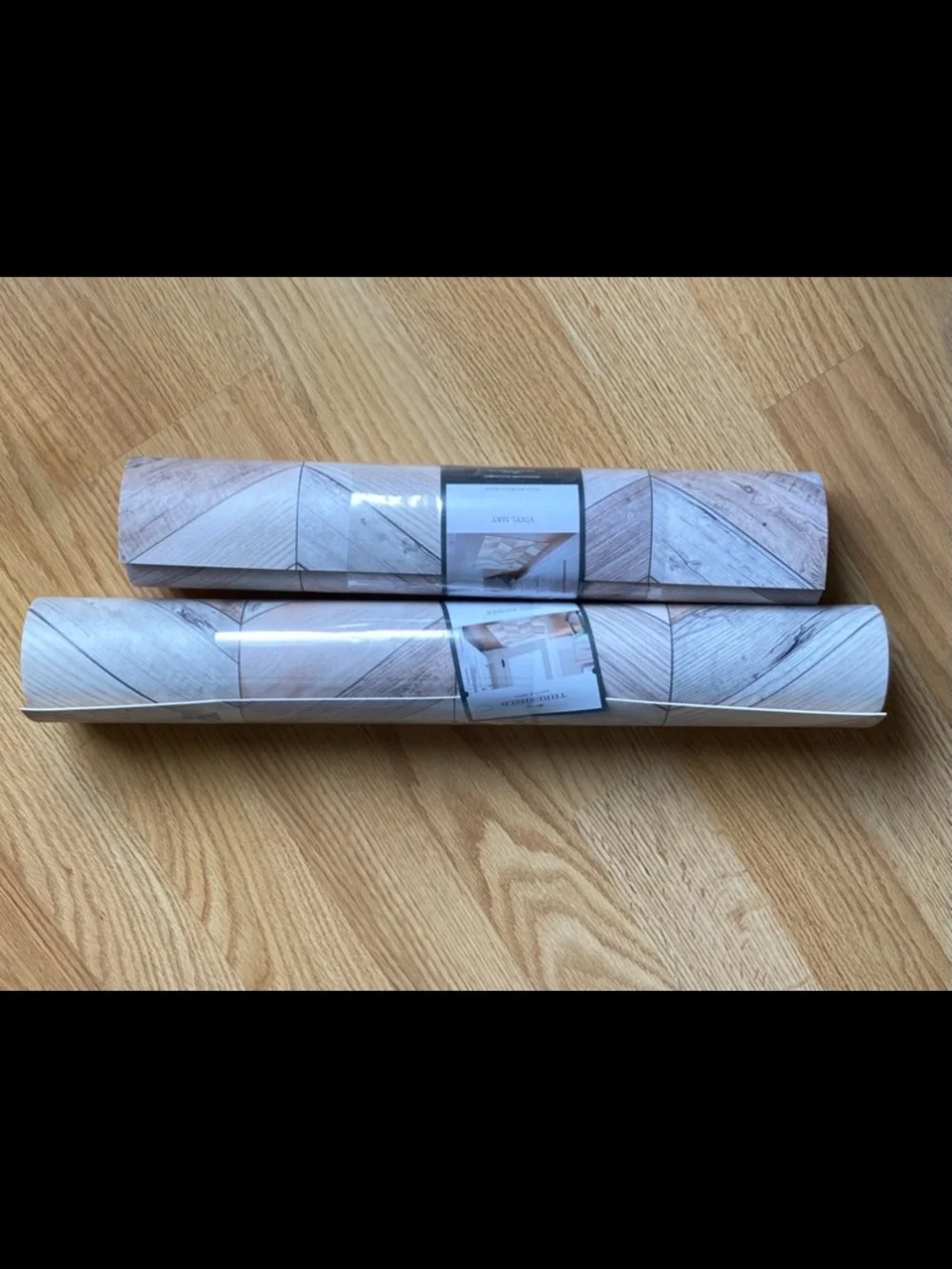 NWT Threshold Target Vinyl 2PC Set~Runner AND Mat in Wood Herringbone Greige